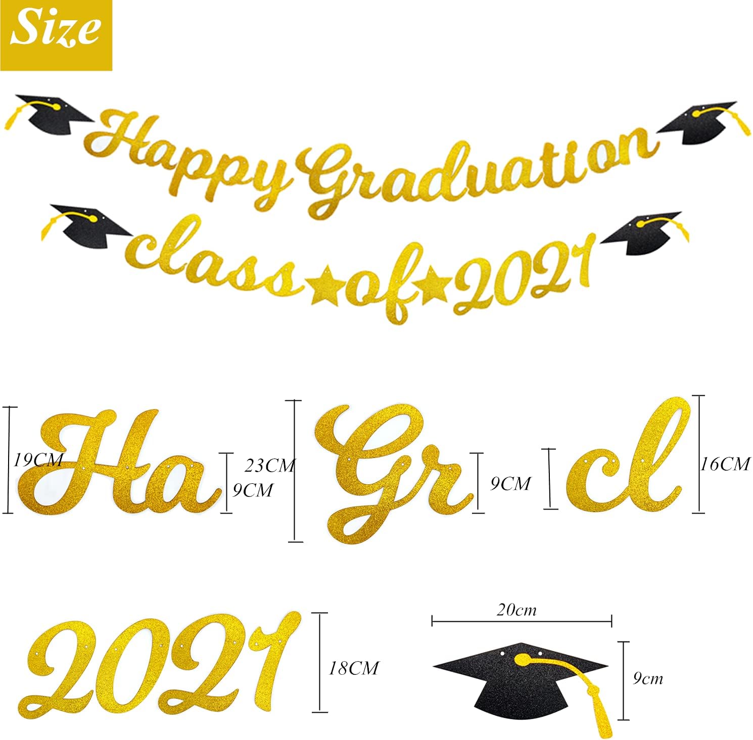 Happy Graduation Calss of 2026 Banner Congrats Grad 2025 Graduations Congratulations Garland Bunting for Party Decorations Gold - Image 4