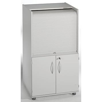 office akktiv Computerschrank mit Kunststoffrollladen, mobil - Premium Variante, HxBxT 1320 x 725 x 642 mm - ohne Einlegebode