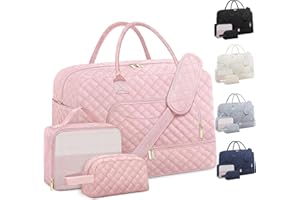 ATTMU Travel Duffle Bag, Weekender Bags for Women with Shoe Compartment & Wet Toiletry Pocket , Carry on Overnight Hospital Bag for Woman Labor Delivery, Gym, Trip, Ideal Christmas Gift for Women Pink