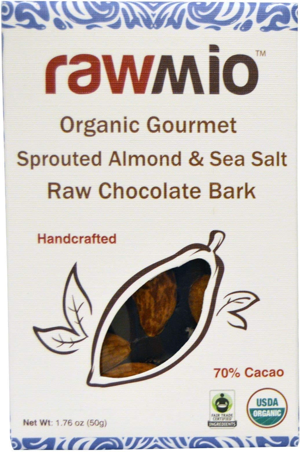 Rawmio Organic Gourmet Sprouted Almond Sea Salt Raw Chocolate Bark 1 76 oz 50 g