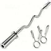 CHICAURA 47" EZ Curl Bar, 2" Olympic &amp; 1" Standard Options | Needle Bearings, Ergonomic Grip, Star &amp; Rubber O-Ring Collars,Diamond Knurling and Quieter Operation for Home Gym Workouts