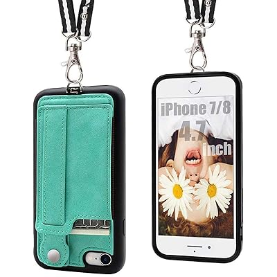 Buy Toovren Iphone Se2 Case Iphone 7 8 Wallet Case Lanyard Neck Strap Iphone 7 8 Se Protective Case With Kickstand Leather Pu Card Holder Adjustable Detachable Necklace For Anti Lost And Outdoors Aqua Online In