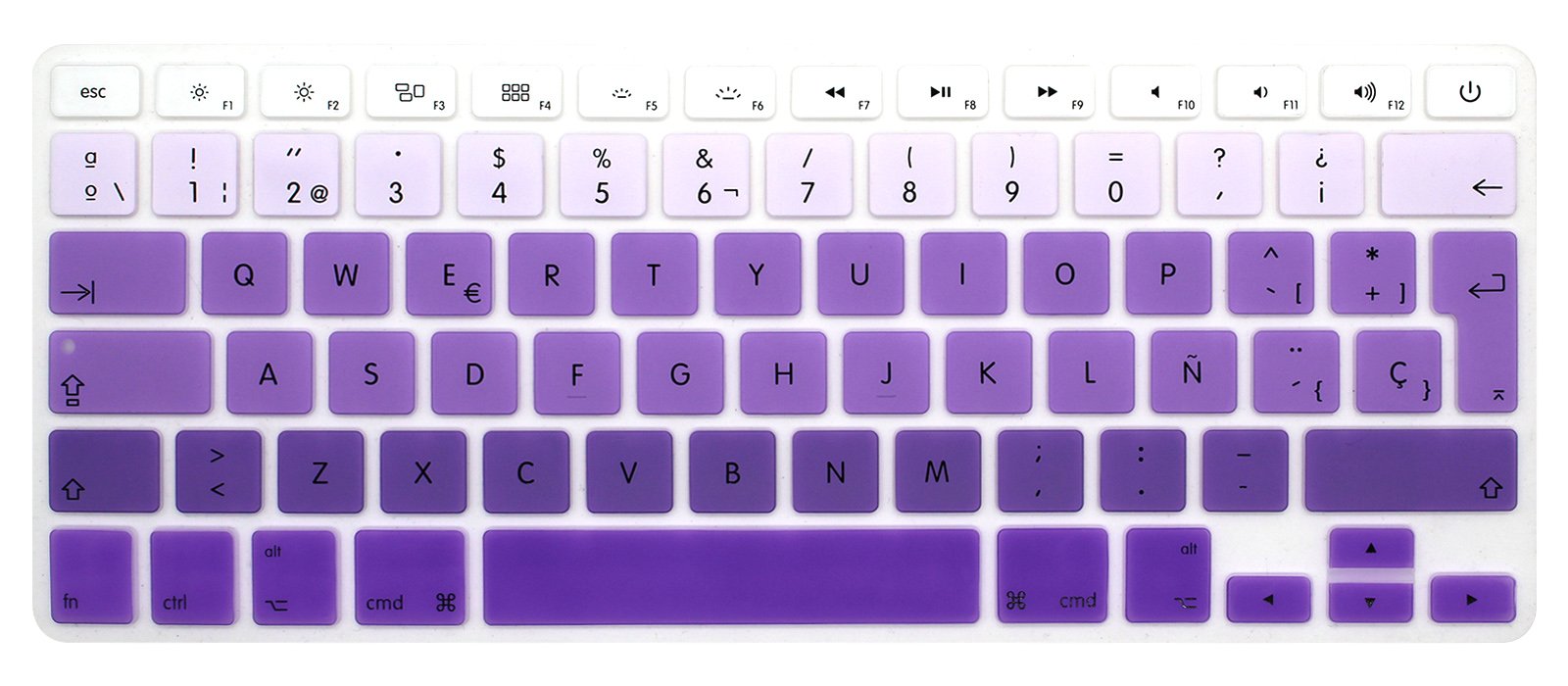 MMDW EU/UK Spanish Keyboard Cover for Macbook Pro 13,15 Inch (with or without Retina Display,2015 or Older Version) for Macbook Old Air 13 Inch European/ISO Keyboard Layout Silicone Skin-Ombre Purple