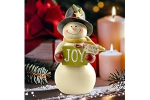 MeritMode Christmas Snowman Holding Joy Letter Sign Statue - 4.33" H Snowman Xmas Decor Indoor and Outdoor, Resin Snowman Figurines for Home Decor, Ideal Gift for Lovers, Family and Friends