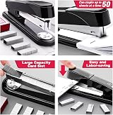 ASNOMY Heavy Duty Stapler 50 Sheet + 1000 Staples 24/6mm Black view 3