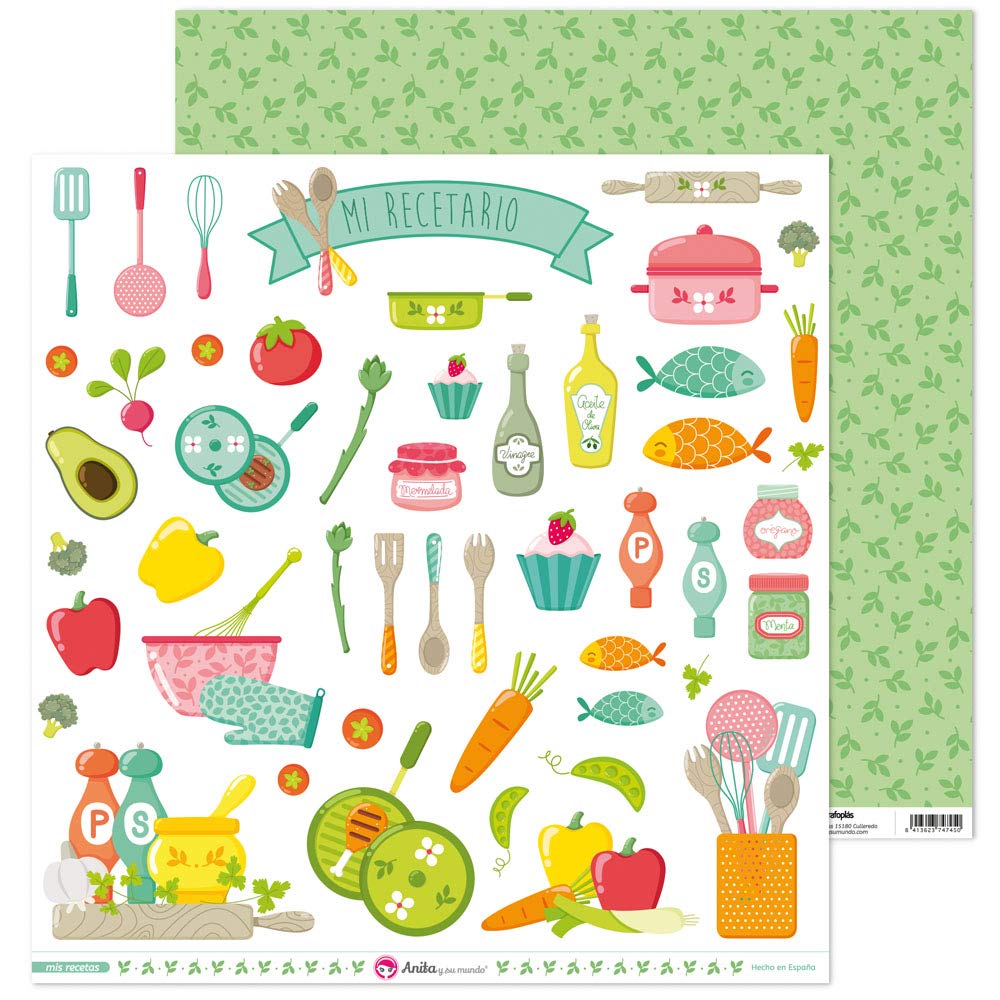 Anita and Su Mundo Collection My Recipes Scrapbooking Papers, Paper, Cutters, 12 x 12 Inches