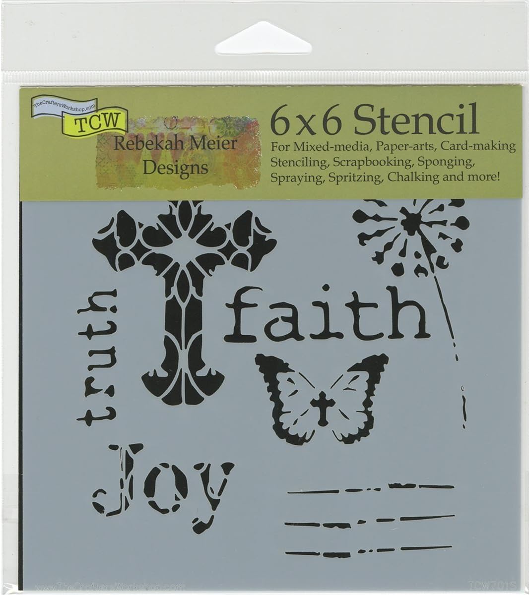 The Crafters Workshop TCW701s "Have Faith" Stencil, Transparent, 6 x 6-Inch (18 x 16 x 0.1 cm)
