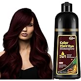 Dark Wine Red Hair Dye Shampoo 3 in 1 for Gray Coverage, Long-Lasting Hair Color Shampoo for Women & Men, Champu Para Canas Mujer Easy to Use At Home 500ML