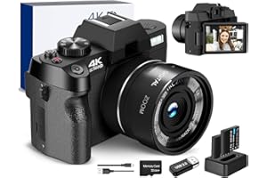 NBDDIGITAL 4k Digital Cameras for Photography, Video/Vlogging Camera for YouTube with WiFi & App Control, Travel Camera with 32GB TF Card & 2 Batteries,Compact Camera