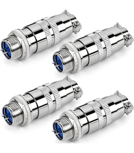 DIYhz GX16 4-Pin Metal Panel Mount Aviation Connector – Male/Female Plug Socket, 10 Pcs, 250V 15A, Copper, Silver-Plated Contacts