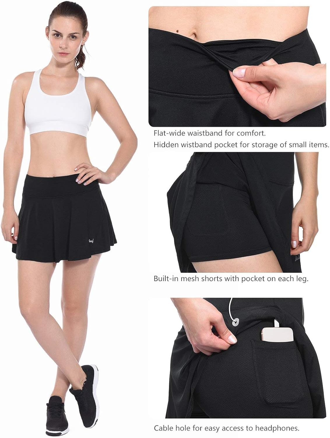 BALEAF Women's Athletic Golf Skirt Tennis Skort Pleated with Pockets: Clothing