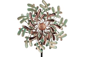 VEWOSTAR 20” Wind Spinners Outdoor,Large Wind Spinner Waterproof,Metal Wind Spinners Double Kinetic Windmill for Yard,Vintage Wind Sculptures & Spinners with 5 Stakes,Pinwheels for Yard and Garden