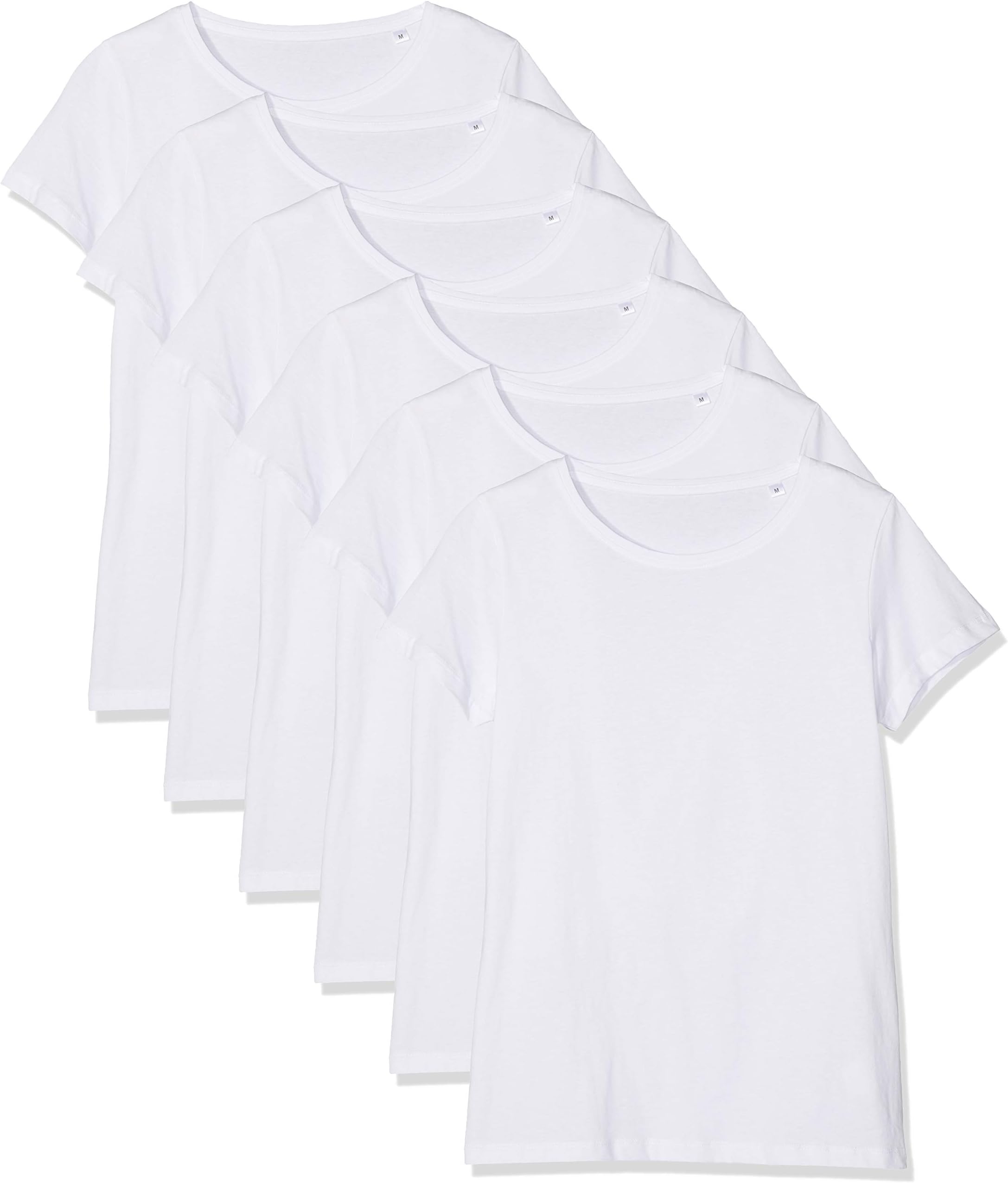 Women's T-Shirt (Pack of 6) Weiss T-Shirt, White, Medium (Pack of 6)