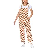 Magrank Womens Checkered Bibs Overalls Cotton Denim Coveralls Stretch Jeans Jumpsuit
