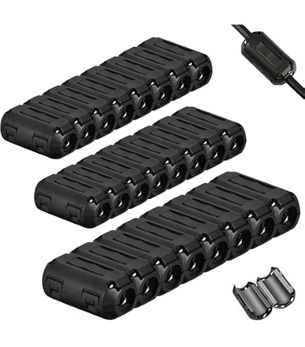 Ferrite Cores Ring Clip-On RFI EMI Filtro di cancellazione del rumore Clip di Cavo, Grigio 5 Pezzi