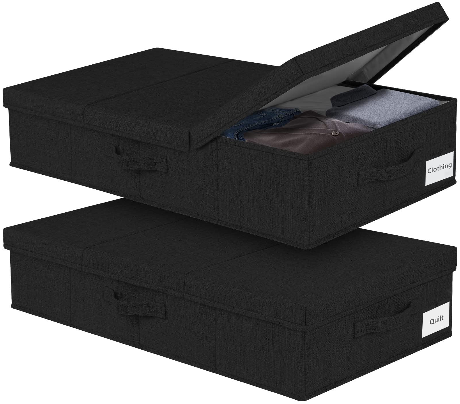 Photo 1 of Under Bed Storage, Large Underbed Storage Containers with Lids, Foldable Clothes Storage Bins W/ Reinforced Handle for Bedroom Organization, Closet Organizers for Blanket, Shoe, Pillow -2 Pack, Black1