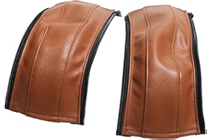 GOGOLOTOM Baby Stroller Leather Armrest Handle Cover Compatible with Uppababy Vista V1/V2 Stroller, Bumper Sleeve Case Bar Protective Covers Pram Accessories (for mom Handle Brown)