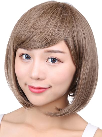 Amazon エンジェルムーン ウィッグ ボブ ショート かつら かわいい カール 耐熱 ウィッグネット 付き アッシュブラウン フルウィッグ 通販