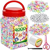 IOOLEEM Macaron Colored Bulk Pony Beads - 4000pc Kit for Friendship Bracelets & Jewelry Making, Easy Storage