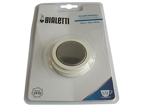 Bialetti 3 Dichtungen und 1 Filter für Edelstahl Espressokocher 1/2 Tassen