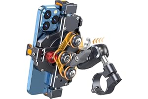 KAISHENGYUAN Aluminum Motorcycle Phone Mount with Vibration Dampener & High-Speed Secure Lock, One-Push Anti-Theft Phone Cradle Handlebar Cellphone Holder for Motorcycle ATV Scooter Fit for 5.8"-7.2" Phone