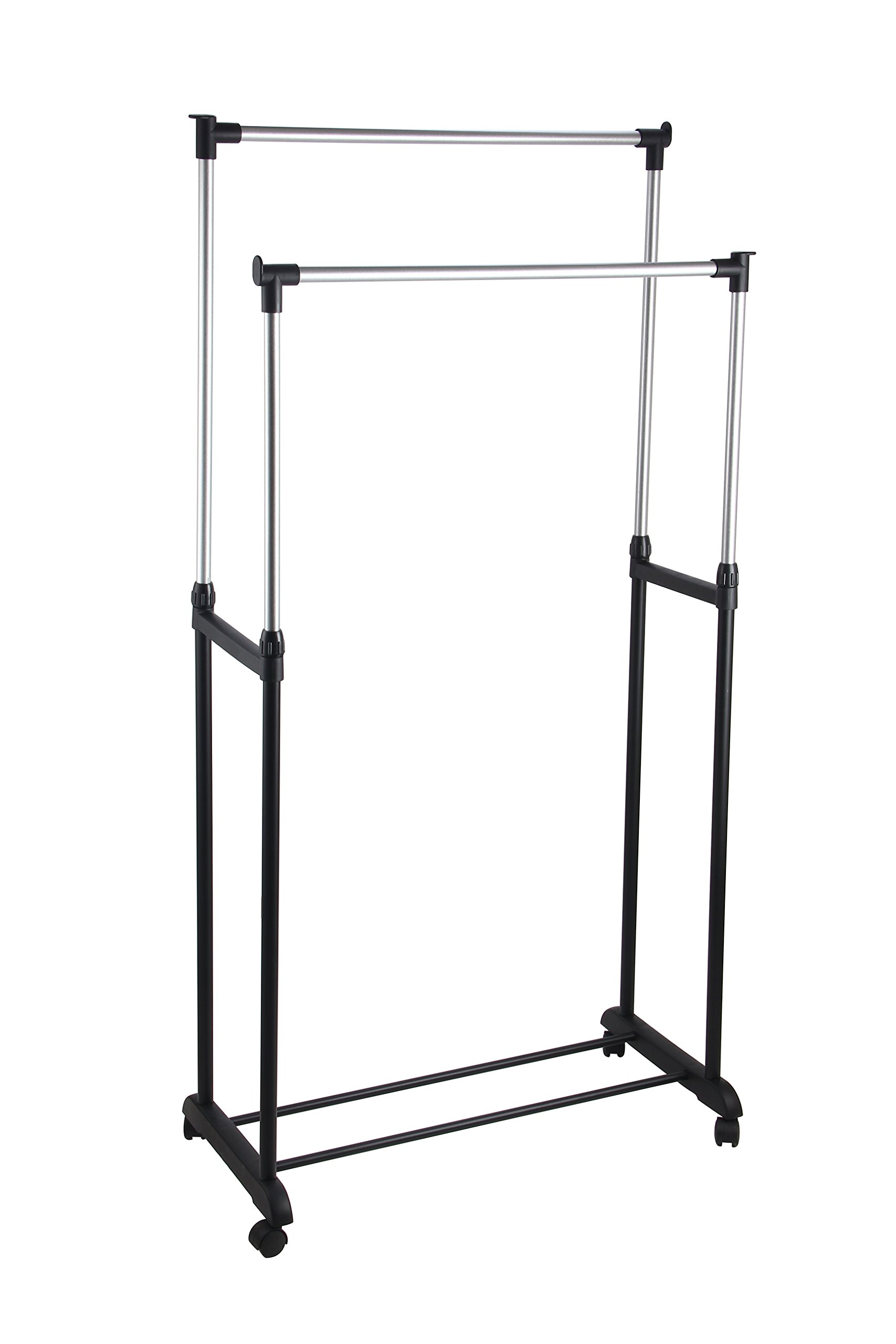 King Home Stender Double Coat Rack with Wheels 80 x 42 x 95/170H Black