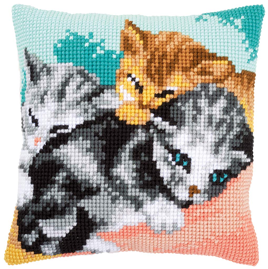 Cross Stitch Cushion Kit: Cute Kittens