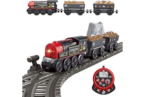 WOODENFUN Motorized Train for Wooden Track, Remote Control Train with Magnetic Connection, Battery Operated Locomotive Trains for Toddlers, Compatible with Thomas, Brio, Chuggington