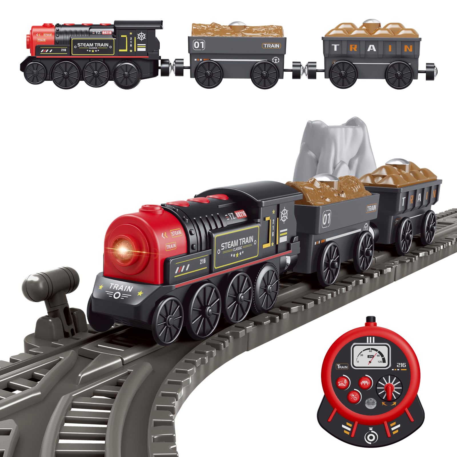 Photo 1 of Motorized Train for Wooden Track, Remote Control Train with Magnetic Connection, Battery Operated Locomotive Trains for Toddlers, Compatible with Thomas, Brio, Chuggington