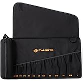 Foxrino Wrench Roll, Wrench Roll Up Pouch, 13-Pocket Heavy Duty Canvas Wrench Organizer Bag for SAE Combination Wrenches, Portable Tool Roll Bag, Gifts for Men for Christmas(Black, 13+1 SAE)