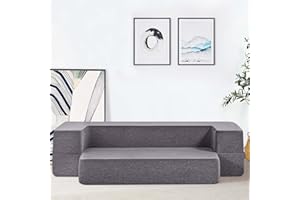 ILPEOD Floor Sofa Bed, Folding Floor Couch, 8 Inch Memory Foam Fold Out Couch Bed, Washable Cover Sleeper Convertible Futon Mattress for Bedroom Living Room Guest Bed, Twin Size, Grey