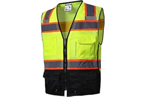 SKSAFETY Professional Safety Vest - Class 2 High Visibility with Reflective Strips, ANSI/ISEA Standard (Lime Black, L)