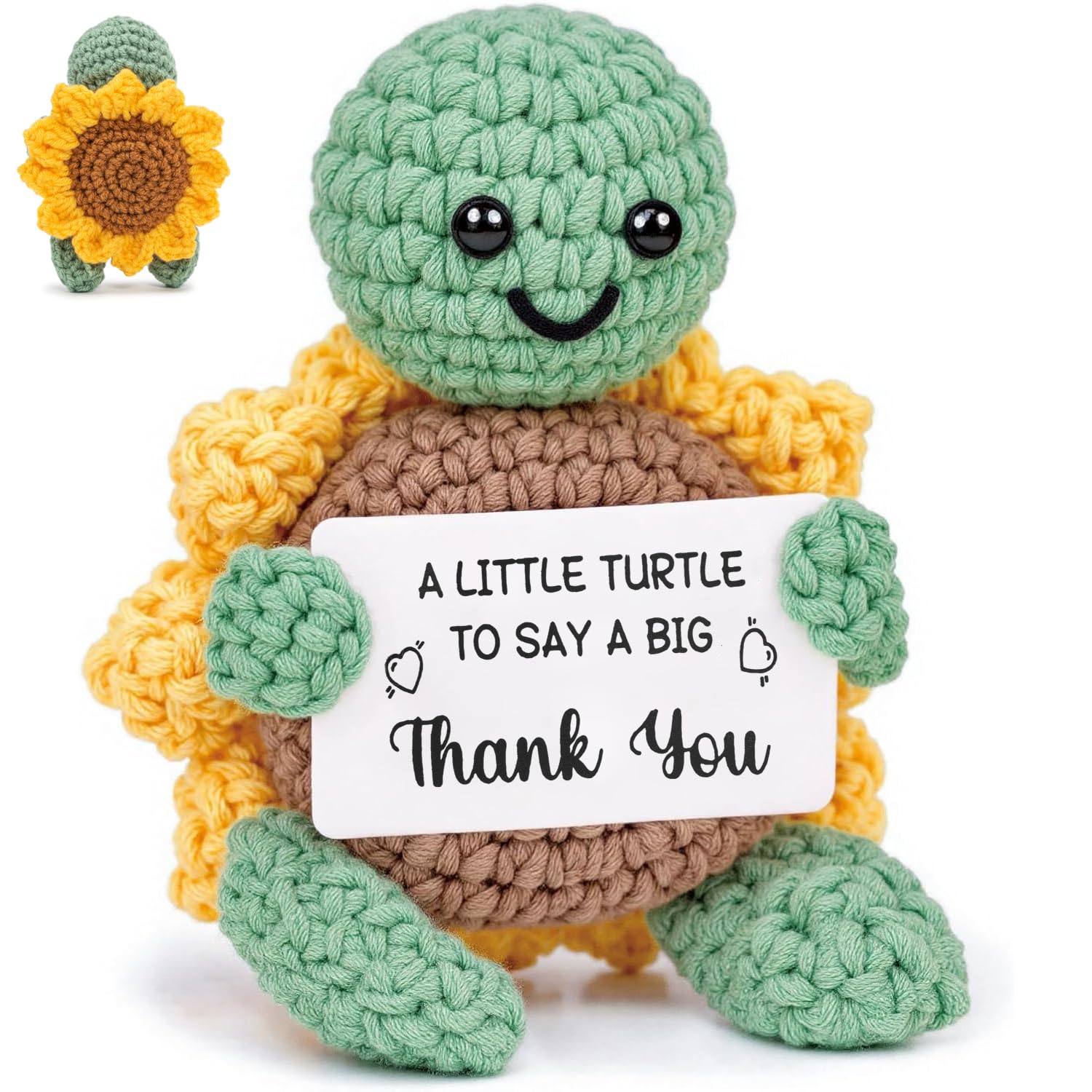 Bafiwu Funny Positive Turtle Gifts,Thank You Gifts for Women Men Teachers,Cute Handmade Positive Crochet Animals, Emotional Support Gift for Teachers' Day & Graduation Season Chriatmas Day(THANK YOU) — image 1