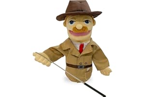 okegztoa 16"Puppet Entriloquist Puppet,Hand Puppets for Kids Plush Detective Puppets for Adults with Removable Mouth Puppets for Kids Ages 4-8，Hand Puppets for Adults with Scalable Puppet Control Rod