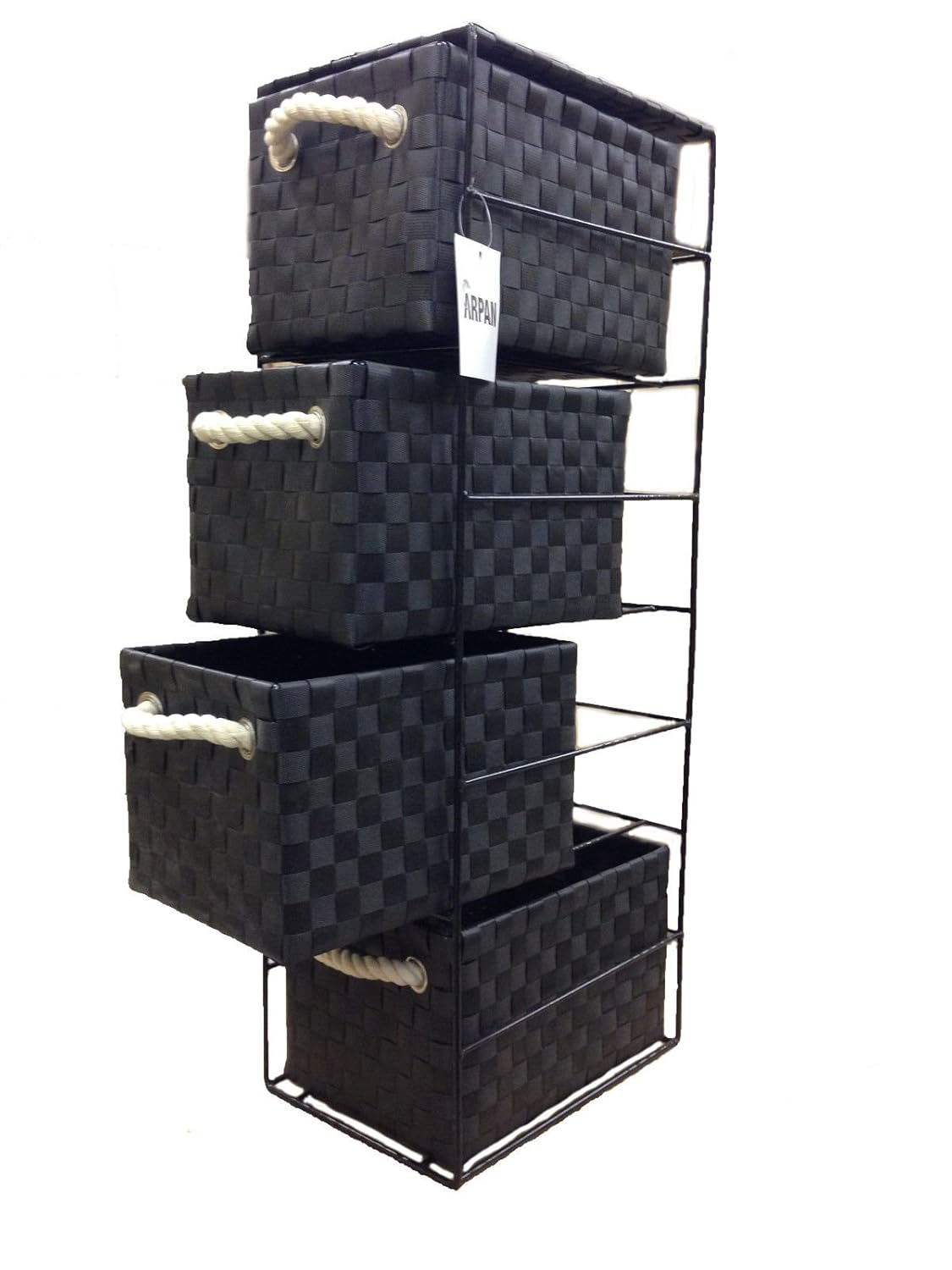 Arpan Black 4Drawer Storage Unit Ideal For Home/Office/bedrooms (4Drawer 18x25x65cm) Amazon