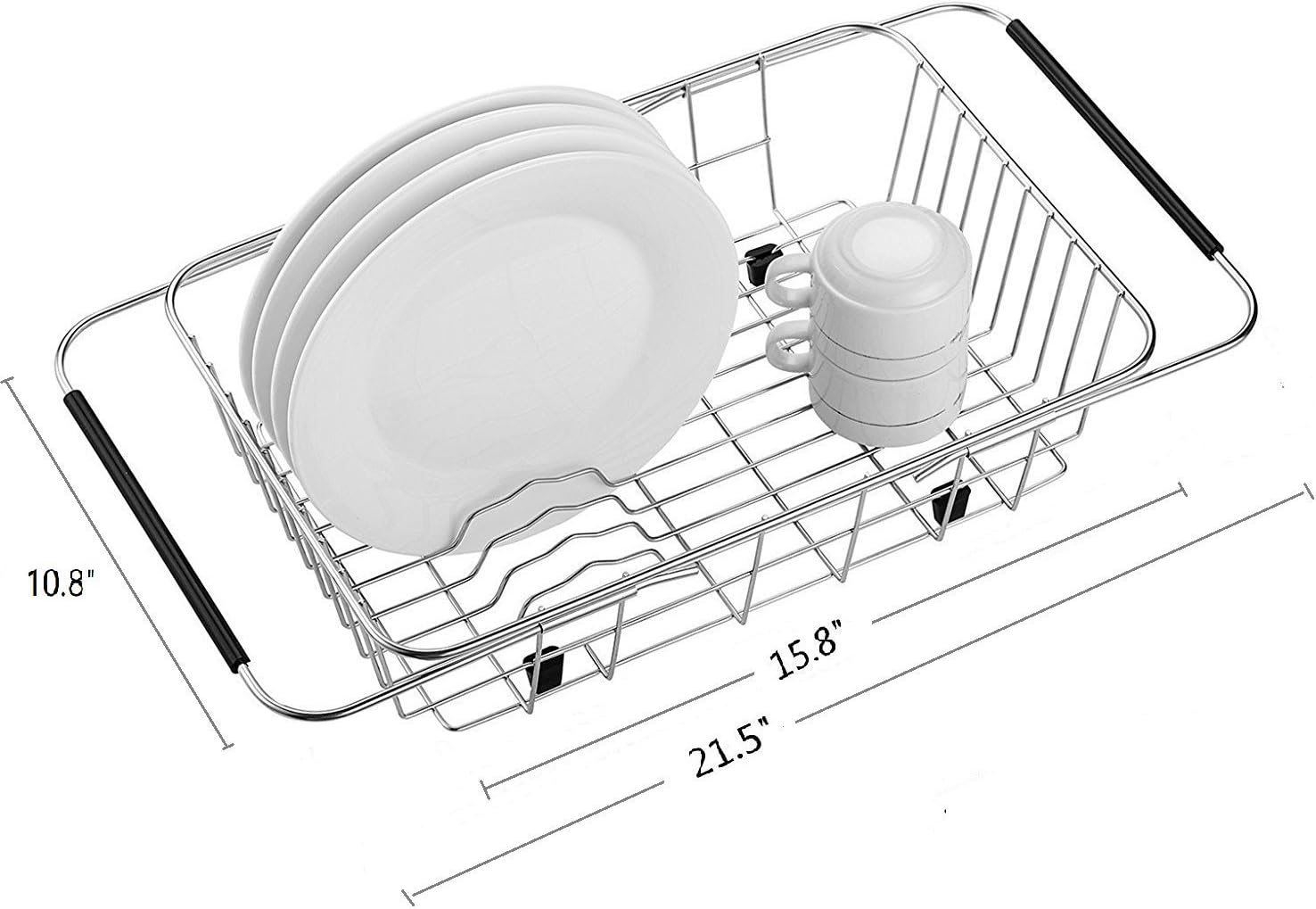Expandable Dish Drying Rack, Dish Drainer On Counter,Over Sink or In Sink Dishes Holder,Rust Proof Stainless Steel