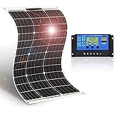 DOKIO Semi-Flexible Solar Panel 50W 12V Lightweight(2.6lb) Thin Film Monocrystalline(Highly efficient) with Controller (2 USB