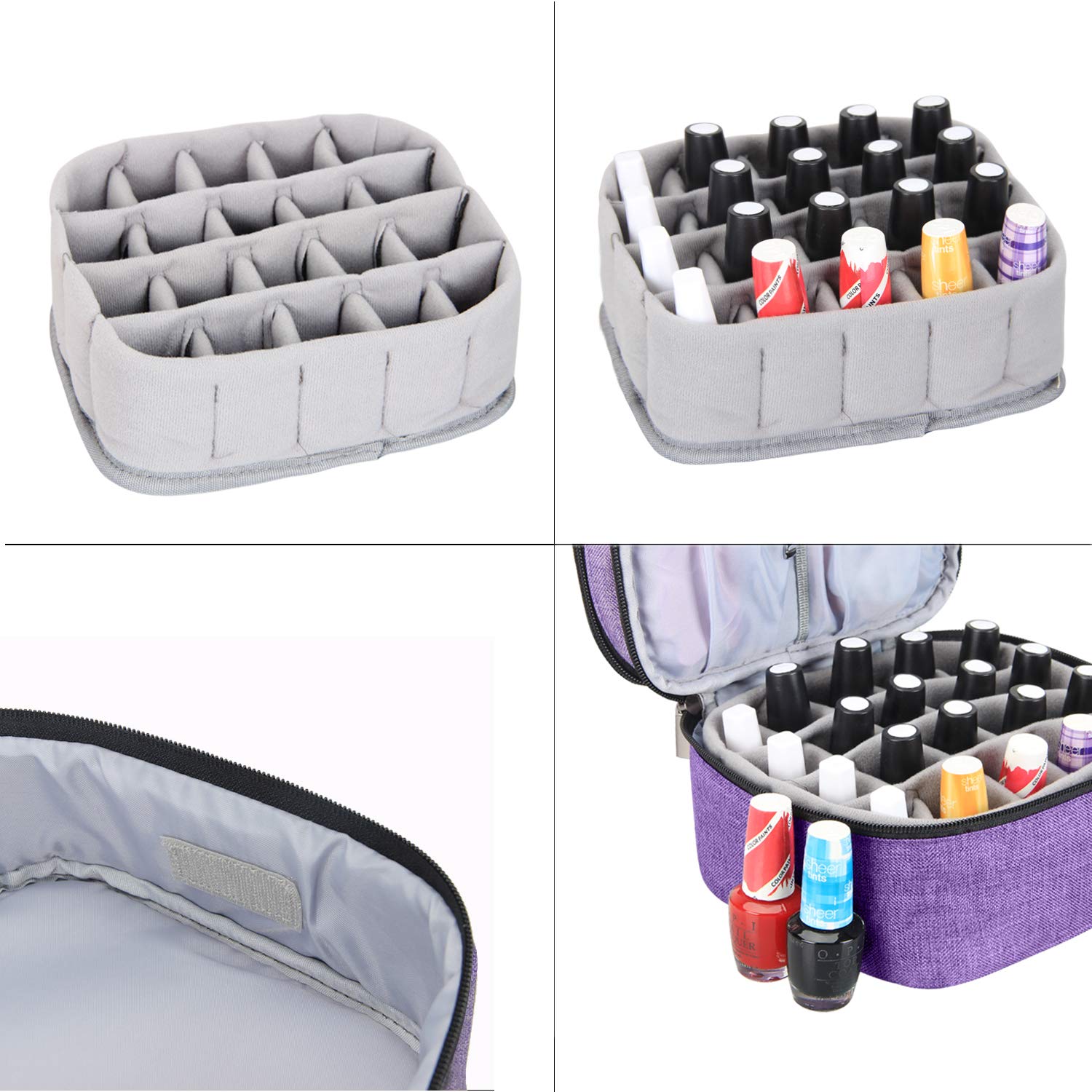 Luxja Nail Polish Carrying Case - Holds 20 Bottles (15ml - 0.5 fl.oz), Double-layer Organizer for Nail Polish and Manicure Set, Purple : Beauty