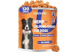 HOOLOO Calming Chews for Dog Anxiety Relief-Natural Puppy Calming Treats Help Manage Stress and Promote Relaxation,Made in USA-120 Chews