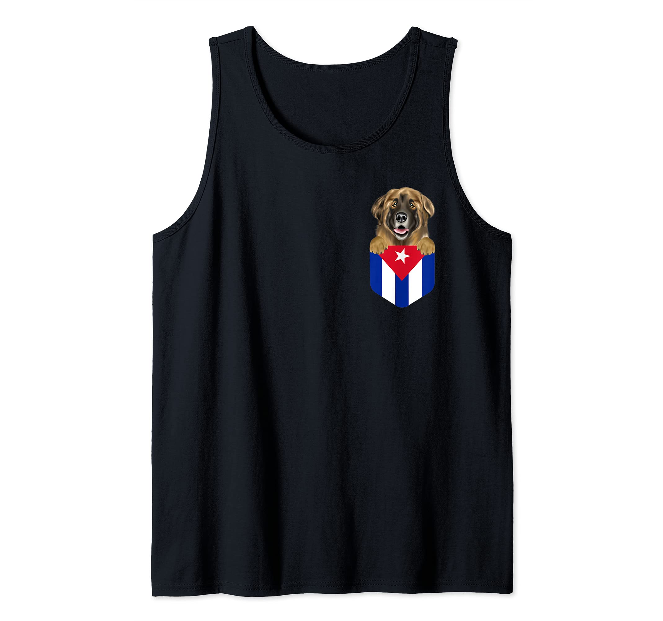 Cuba Flag Leonberger Dog In Pocket Tank Top
