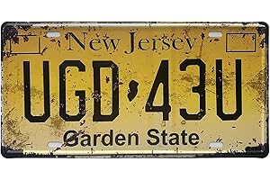 ROOKOPR New Jersey License Plate Aluminum Novelty Car Decor License Plates 12"x6" Front of Car Decorative Retro Rusty License Plate for Men Women Car-30