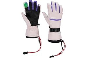 JRZHX Touch Screen Ski Gloves Women & Men with Quadruple Layer Protection, Waterproof Snow Gloves Breathable & Warm, Snow Stopper Adjustable Wrist Drawstring, Anti-Lost Rope, Adjustable Wrist Strap
