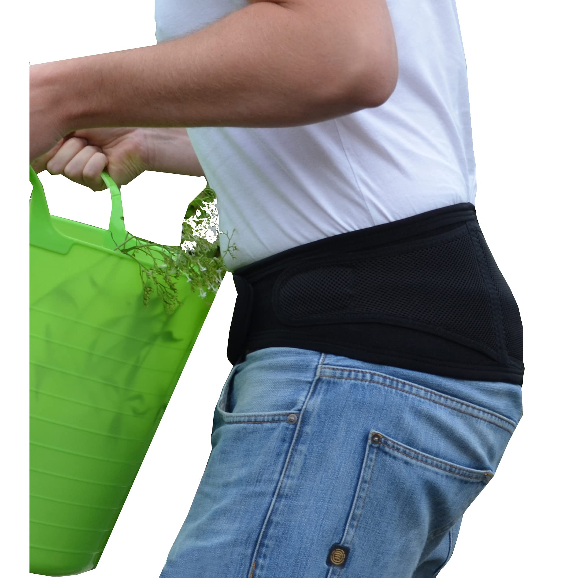 4DflexiSPORT Ultra-Comfort Lumbar Support Belt (BLK), No Stays, Perfect for Gardening And Sports Use. Airflow, Cooling, Anti-Sweat Fabric Technology.