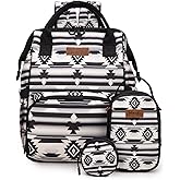 Montana West Wrangler Callie Diaper Bag Backpack with Pacifier Case, Crossbody Bottle Bag and Stroller Straps Western Pattern Multifunction Baby Travel Bag Set WG2215-9110BK
