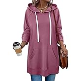 StunShow Women Oversized Sweatshirt Pullover Casual Split Hem Long Hoodie Dress with Kangaroo Pocket 2025 Fall