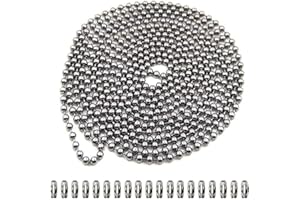Beaded Pull Chain Extension, BetterJonny 4.5mm Diameter Stainless Steel Roller Ball Chains 19.6 Feet Roller Blind Beaded Pull