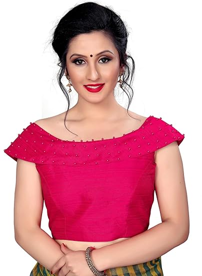 Women's Silk Blouse With Boat Neck (FD-BL-20008-)_Size_36, 38, 40, 42