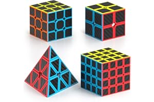 Vdealen Speed Cube Set, Puzzle Cube Bundle of 2x2x2 3x3x3 4x4x4 Pyramid Magic Cube Set, Birthday Party Christmas Stocking Stuffers Gift for Kids Teens Adults(Carbon Fiber Sticker)