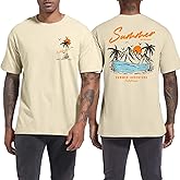 Tuislay Mens Graphic t-Shirts Casual Oversized Letter Print Beach Shirts Baggy Cotton Short Sleeve Tshirt Summer tee Top