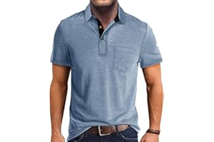 QEKOMA Men's Casual Polo Shirts Classic Button Basic Short Sleeve Shirt Solid Color Cotton Tees Golf Stylish Tops